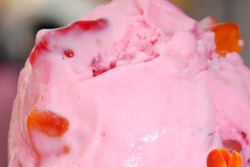 Homemade frozen strawberry ice cream